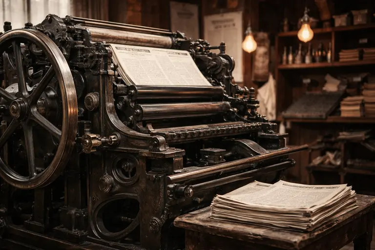 19th-Century Printing Press Used in Newspaper Production